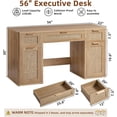 thumbnail image 2 of LEYAOYAO Office Desk 56" with 5 Drawers Storage File Cabinet Rattan Wood Desk for Computer Office Bedroom Home Furniture Natural Oak, 2 of 9
