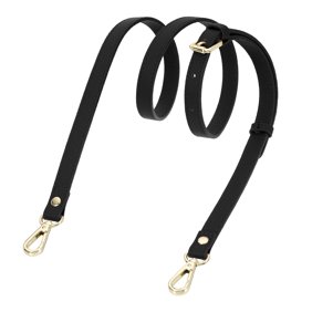 Uxcell 0.6" Genuine Leather Purse Strap for Bag (Black, Gold Buckle)