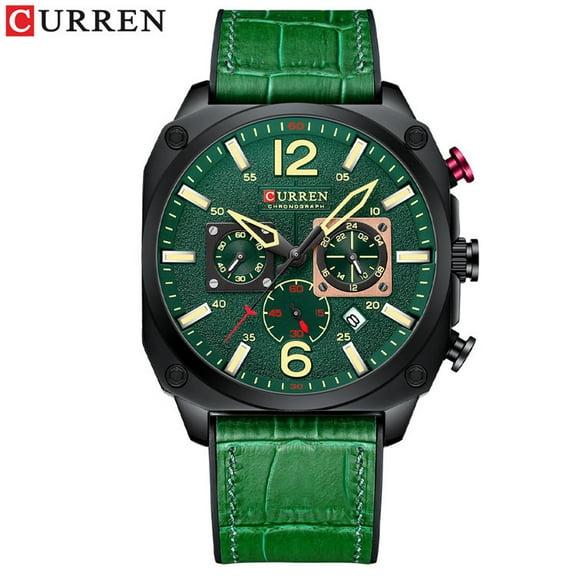 CURREN Men's Top Brand Fashion Watch Casual Sports Leather Chronograph Quartz Wrsitwatches for Male Luminous Hands Clock