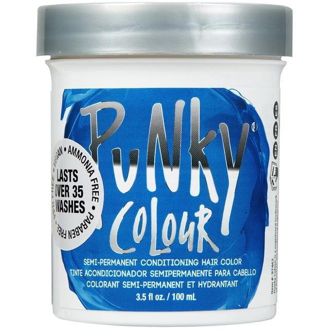 Punky Atlantic Blue Semi Permanente Acondicionador Color de Cabello Vegano PPD y Libre de Parabenos dura hasta 35 lavados 3.5oz