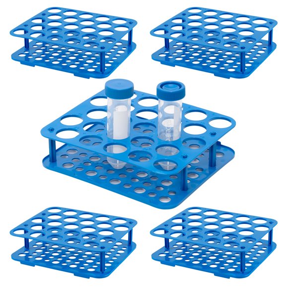 Estante para tubos de centrífuga CryoKing de 25 pocillos para frascos de 50 ml, 5 unidades, color azul