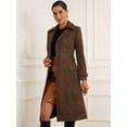 thumbnail image 4 of DARING DIVA Women's Long Faux Suede Jacket Women Fall Winter Trench Coat with Pockets XS Dark Coffee, 4 of 6