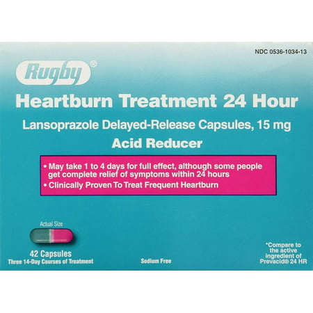 Heartburn Treatment Lansoprazole 15 mg Delayed Release Acid Reducer Generic for Prevacid OTC 15 mg Capsules 42 (Best Over The Counter Treatment For Acid Reflux Uk)