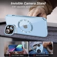 thumbnail image 4 of for iPhone 13 Case with Stand, [Compatible with MagSafe] [Built-in Camera Cover] Shockproof Plating Edges, Slim Thin Protective Magnetic Transparent Clear Phone Case for iPhone 13 - Blue, 4 of 16