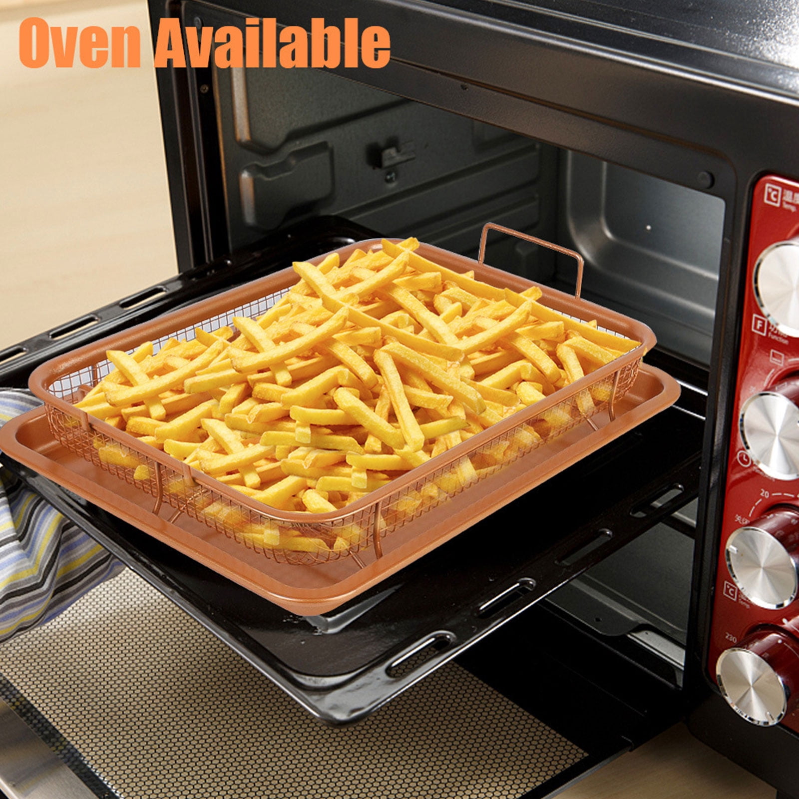 HEMLBOYW Air Basket For Oven Stainless Steel Air Tray Nonstick Metal Crisper Tray For Oven Baking Crispy