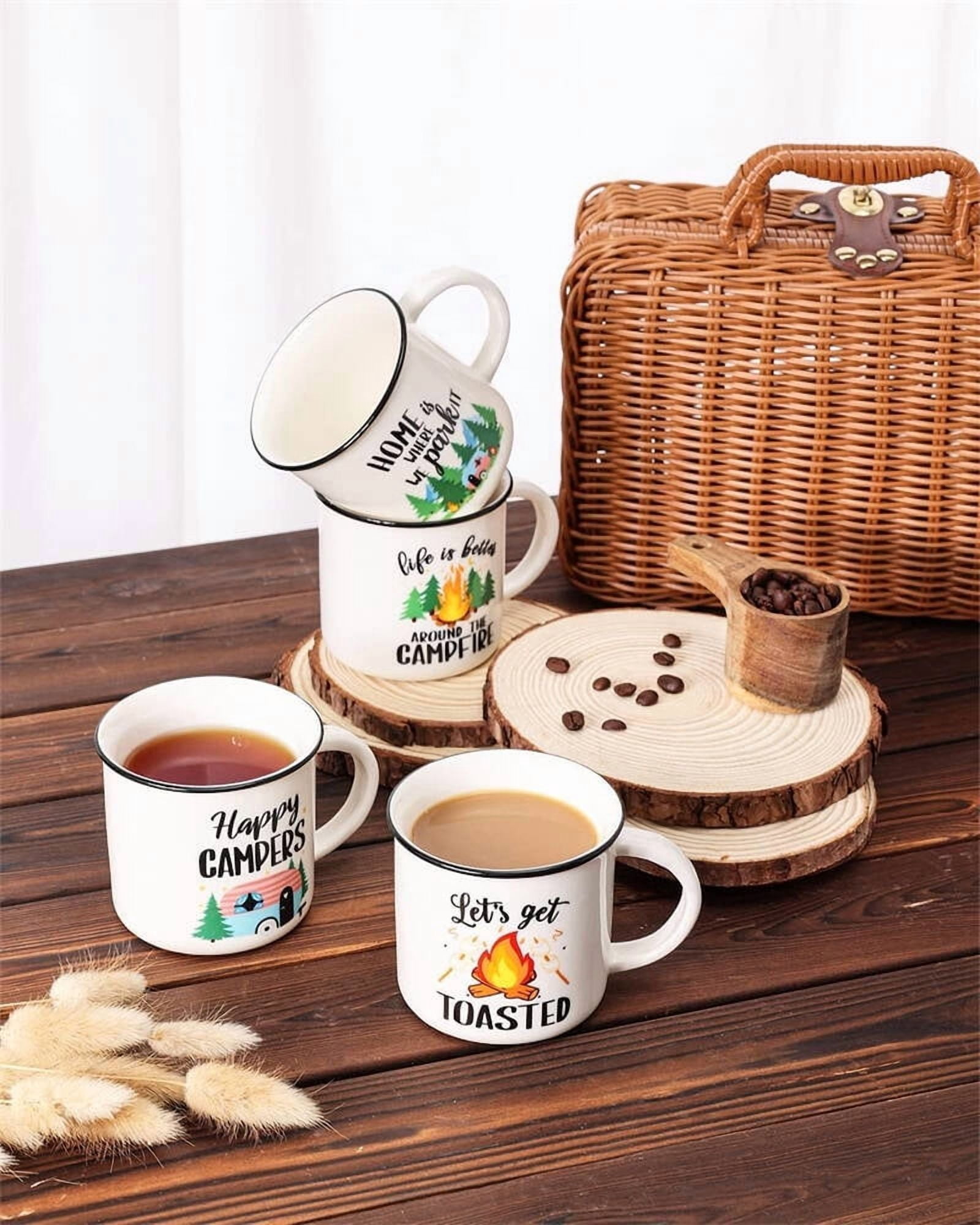 10Pcs Sublimation Blank White Enamel Mug 11 OZ Rim Camping Travel Coffee Cup Silver Metal Mug DIY Heat Transfer Print gift for Christmas