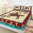 thumbnail image 3 of Homewish Western Cowgirl Cowboy Full Size Sheets, Rustic Horse Animal Bed Sheets, Vintage Fashion Theme Sheet Sets, Ultra Soft Bedroom Decor, 4 Pieces, 3 of 7