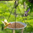 thumbnail image 6 of sruoe Bird Feeder, Hanging Bird Feeder Tray, Bird Feeders Outdoor, Cardinal Bird Feeder, Hopper Feeder, Small Large Bowl Wild Bird Feeders for Garden Decor, Silica Gel, 6 of 6