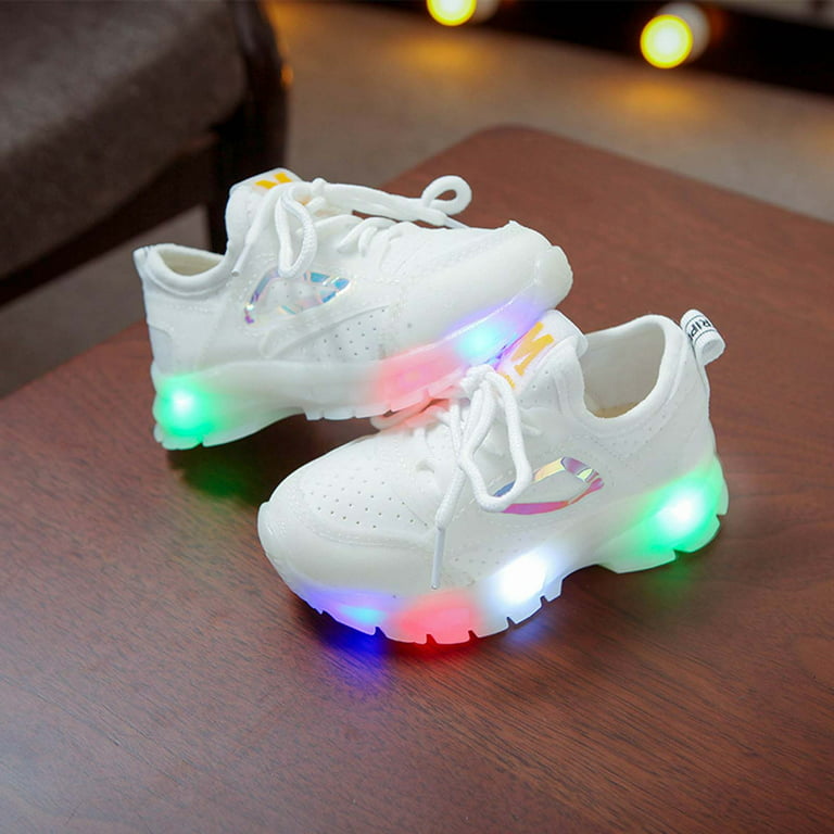 Herrnalise Toddler Infant Kids Baby Girls Boys LED Light Shoes Casual Shoes Sports Shoes,clearance Under Infant Unisex, Size: 4.5-5Years, White