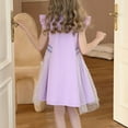 thumbnail image 3 of Big Girls Tulle-Dresses 2025 Size 3-14 Teens Kids Cute Ruffle Sleeve Button Collared Pullover Comfort Vacation Dresses, 3 of 4