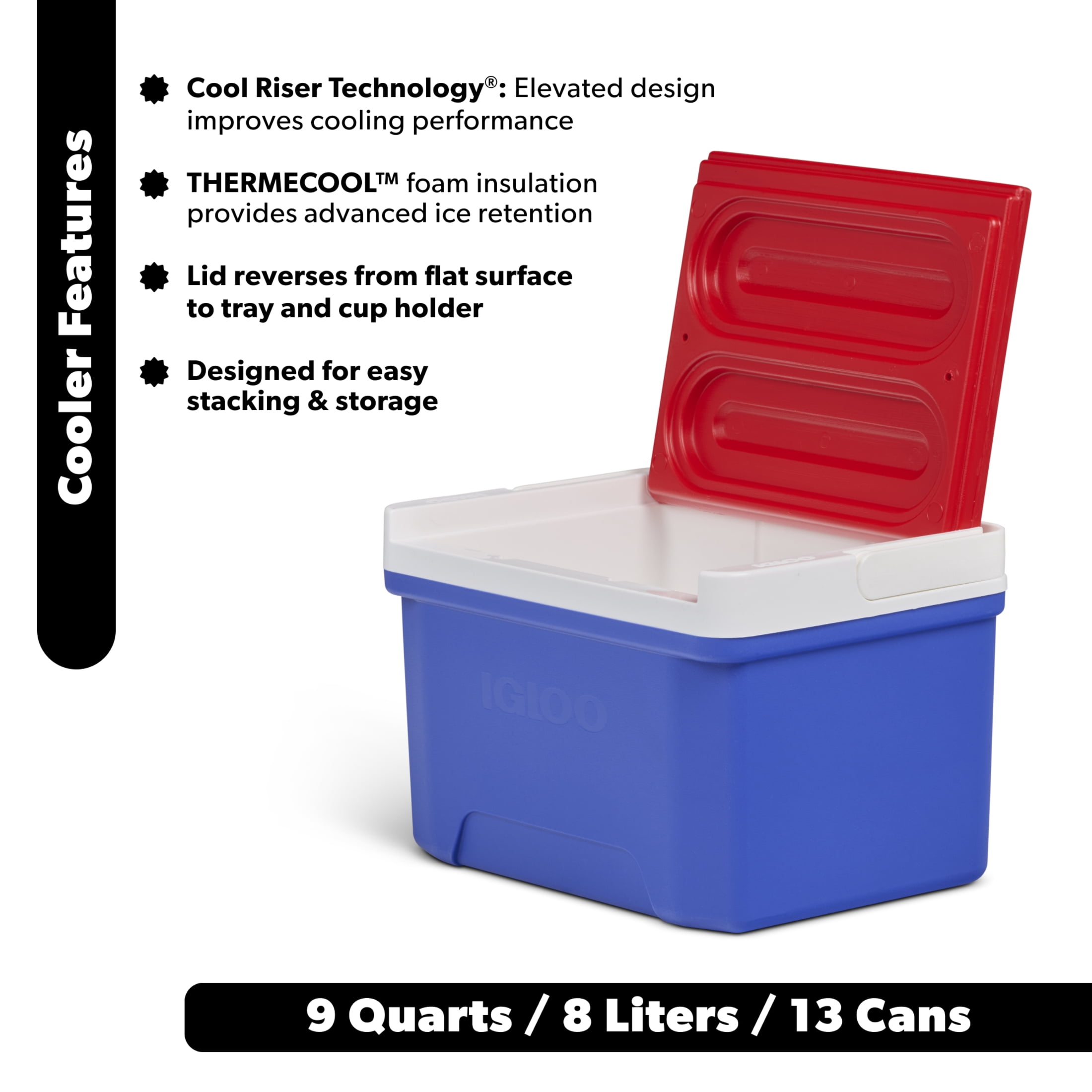 Igloo 9 QT Laguna Ice Chest Cooler, Blue Red and White