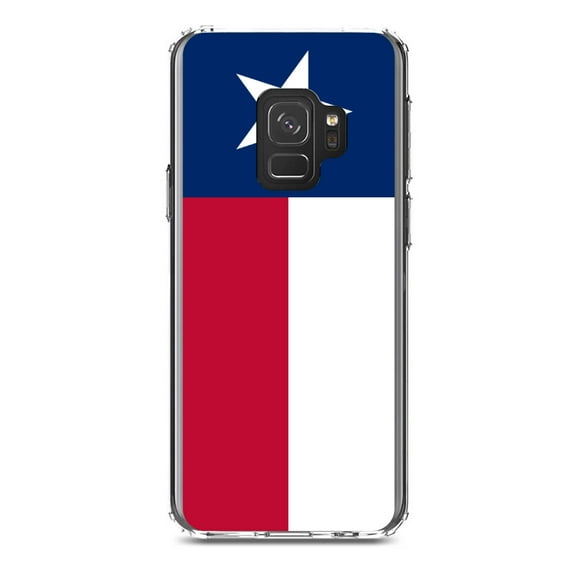 DistinctInk Clear Shockproof Hybrid Case for Samsung Galaxy S9 (5.8" Screen) - TPU Bumper, Acrylic Back, Tempered Glass Screen Protector - Texas State Flag - US State Flag