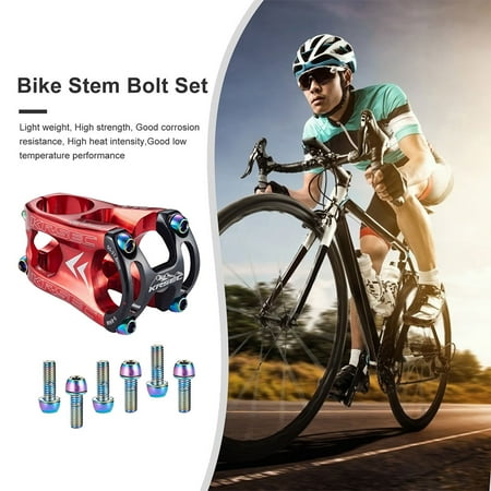 

TOP-MAX 6PCS Mountain Bike Stem Screws Road Bicycles Titanium Plating Bolts Replacement M5x18mm Stem Screws