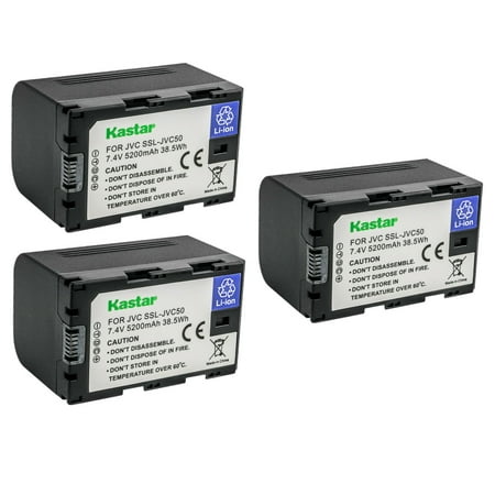 Kastar 3-Pack Battery Replacement for JVC SSL-JVC50 SSL-JVC70 SSL-JVC75 BN-S8I50 Battery JVC GY-HM600EC GY-HM620U GY-HM650 GY-HM650U GY-HM650SC GY-HM660U GY-HM660SC Cameras and DT-X Monitors