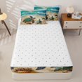 thumbnail image 4 of Manfei Cute Sea Turtle Zipper Twin Comforter Sets with Fitted Sheet and 2 Pillowcases,Sandy Beach Zipper Bedding Set,Yellow Green,Reversible,4pcs, 4 of 8