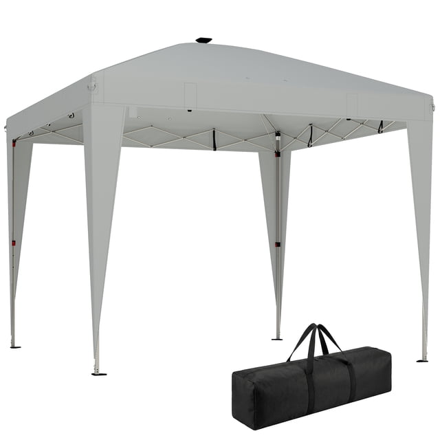Outsunny 10 x 10 ft Pop Up Canopy Tent with Central Light, UPF 50+