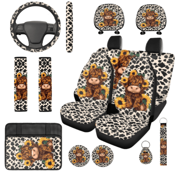 HUIACONG Automotive Interior Accessories, with Car Seat Covers Steering Wheel Protector Seat Protectors,Wear-Resistant Anti-Wear Car Interior Accessory Kit