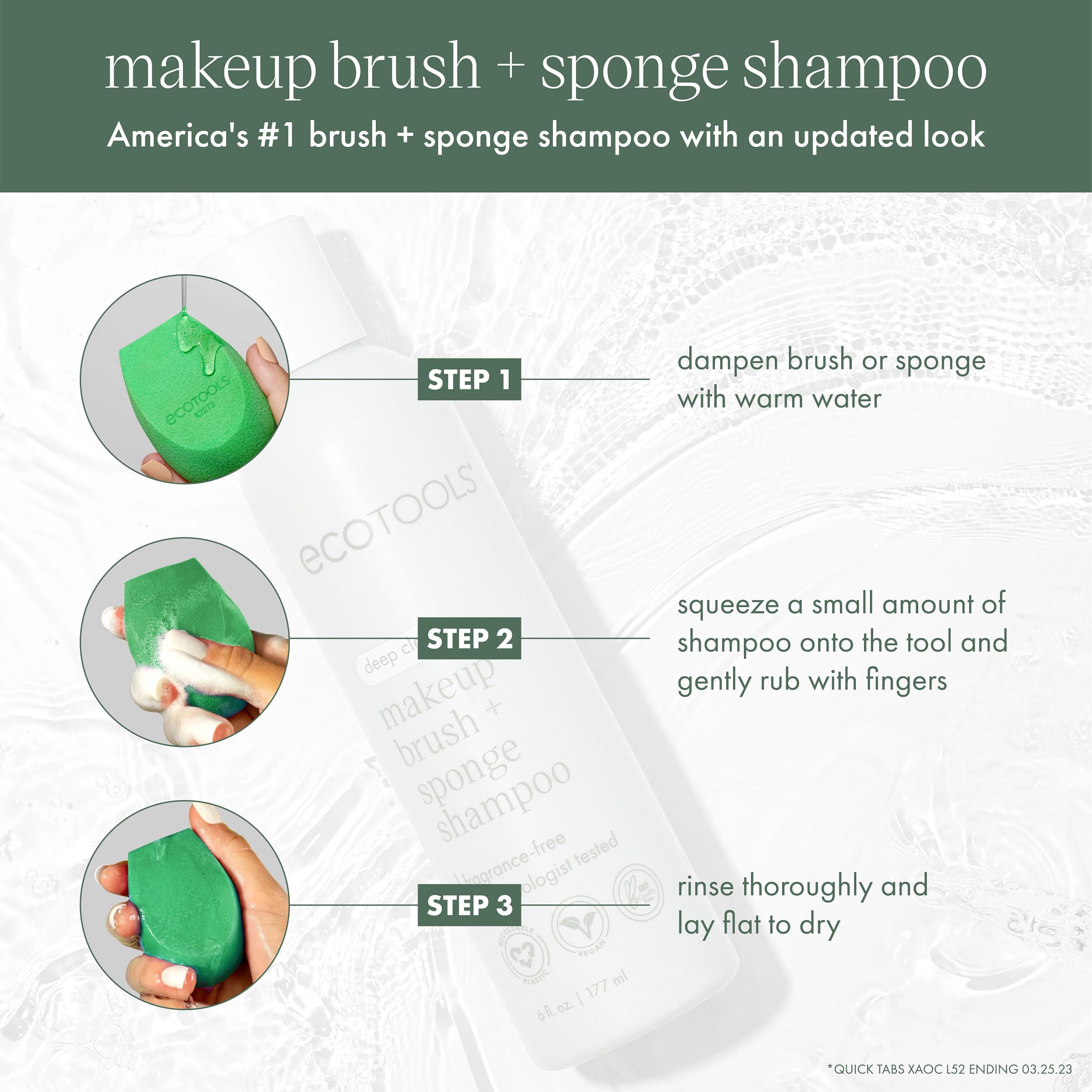EcoTools Makeup Brush and Sponge Shampoo, Removes Makeup, Dirt, &  Impurities From Makeup Brushes & Makeup Blending Sponges, Fragrance-Free,  Vegan, & Cruelty-Free, 6 fl.oz./ 177 ml, 1 Count – EcoTools Beauty