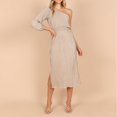 thumbnail image 1 of Vestido De Un Solo Hombro Vestido ceñido al cuerpo para mujer, asimétrico, para mujer, holgado, con cintura elástica, ropa de fiesta Cgtredaw Champán Xl para Mujer, 1 of 1