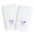 thumbnail image 2 of Authentic Hotel and Spa Sweet Kids Purple Bow Embroidered White Turkish Cotton Hand Towels (Set of 2), 2 of 2