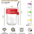 thumbnail image 2 of 4 Pack Overnight Oats Containers with Lids and Spoons, 16 oz Glass Mason Overnight Oats Jars, Large Capacity Airtight Jars for Milk, Cereal, Fruit 4 colors 4 colors, 2 of 5