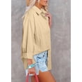 thumbnail image 4 of Eytino Womens Button Down V Neck Shirts Striped Long Sleeve Blouse Roll up Sleeve Button Down Blouses Top with Pockets, 4 of 8
