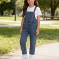 thumbnail image 2 of Mgmyaa Unisex Kids Solid Color Short Sleeve Crew Neck Top and Denim Overalls Jumpsuit with Socks 3-Piece Casual Set for Kids Ages 3-12, 2 of 9