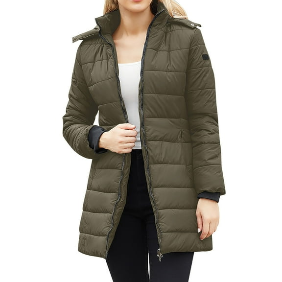 Niaviben Long Puffer Coat Women's Parka Winter Coat Warm Winter Coats for Women Jacket Women Jacket Women's Jacket Ladies Jackets Green 3XL