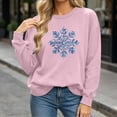 thumbnail image 4 of gbyLJF Women's Snowflake Christmas Sweatshirt Fuzzy Long Sleeve Holiday Tops Festival Travel Fleece Warm Pullover, 4 of 6