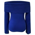 thumbnail image 4 of DHFJKG Off Shoulder Sweaters For Women Sexy Slim Fit Knit Long Sleeve Pullover Fashion Solid Color Spring Fall Trendy Tops, 4 of 5