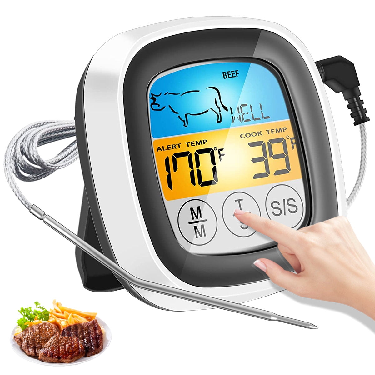 Engsav Digital Meat Thermometer Instant Read, Meat Thermometer for Kitchen, Cooking, Grilling, Turkey, Steak, Wireless Temperature Probe with