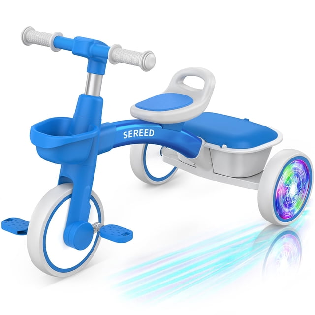 Triciclo SEREED para niños pequeños, iluminación colorida de 2 a 5 años, azul