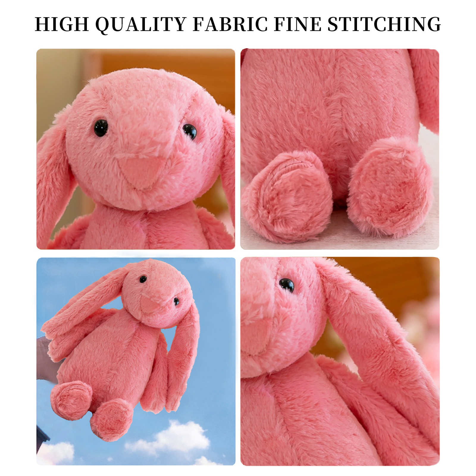 Bunny Stuffed Animal, 11.02Inches Bunny Plush, Super Fluffy Stuffed Rabbit with Long Ears, Cute Bunny Plushie Toy (Pink)