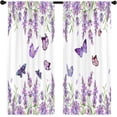 thumbnail image 4 of Lavender Butterfly Purple Liac Spring Kitchen Curtains Rod Pocket Vintage Country Small Short Cafe Tier Curtains Beige Window Drapes Treatment Home Decor(27.5W X 39L Inch 2 Panels), 4 of 6