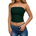thumbnail image 4 of idosla Womens Tube Top Summer Going Out Tops Strapless Y2K Bandeau Spring Fitted Shirts Beach Vacation Clothes (Green, L), 4 of 6
