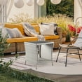 thumbnail image 2 of Outdoor Side Table for Patio Small Rattan Wicker Coffee Table Balcony Table Outside end Table with Poly Lumber Table top & Storage Bistro Table for Garden Pouch Deck Living Room Backyard Grey, 2 of 7