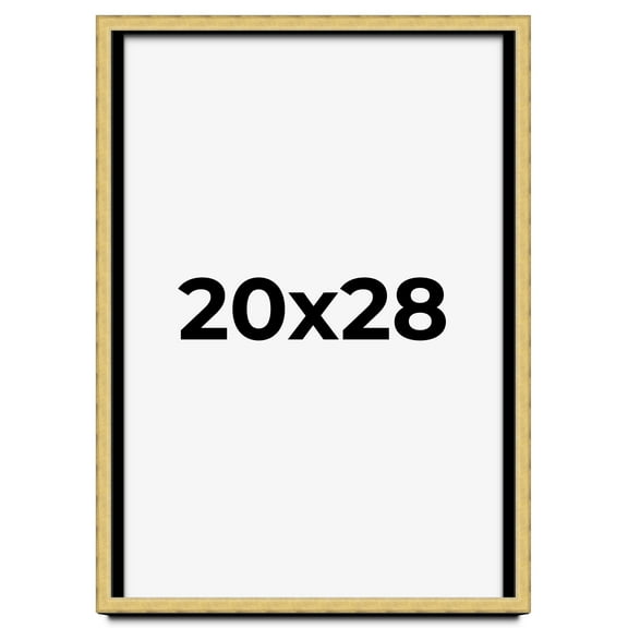 20x28 Shadow Box Frame Gold | 1.375 Inches Deep Real Wood Contemporary Shadowbox Display Frame | UV