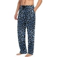 thumbnail image 4 of Men's Pajama Pants with Pockets Sleepwear Lounge Pants Stretch Casual Blue Leopard Animal Print, 4 of 6