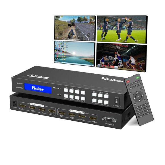 Conmutador matricial HDMI Yinker 4x4 4K @30Hz con botón retroiluminado