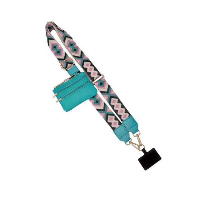 POINTERTECK Sangle de Téléphone avec Pochette Zippée Étui de Téléphone Minimaliste en Cuir Végane Bandoulière Polyvalent Cordon de Téléphone Ajustable Portefeuille pour les Déplacements