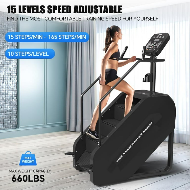 SPART Stair Stepper with LED Screen Commercial Grade Stepmill Exercise Machine 15 Speed Levels Stair Climber Stepping Machine for Lower Body Workout Walmart