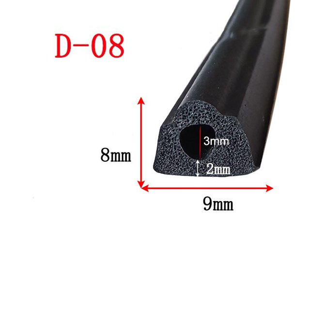 1/2/3 Meters D-type Self-adhesive Universal EPDM Sound Insulation Sealing Strip for Car Electrical Box Doors Windows Waterproof Dustproof