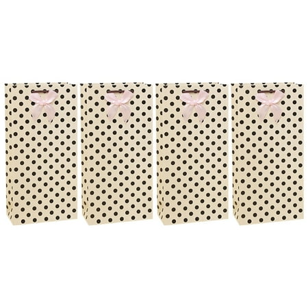 

4pcs Paper Wine Bottle Bag Dot Pattern Red Wine Bag Double Bottle Tote Bags Gift Bag with Handle for Party