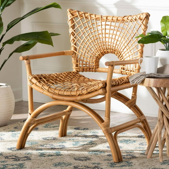 bali & pari Mamba Boho Arm Chair, Light Honey