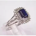 thumbnail image 2 of 2Ct Emerald Cut Simulated Blue Sapphire Diamond Halo Women's Wedding Ring 14K White Gold Plated 925 Silver, 2 of 2