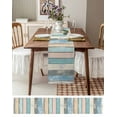 thumbnail image 6 of Hokiten Table Runners 72 Inches Long Dress Scarves, Blue Pink Cream Stripe Farmhouse Kitchen/Dining Table Runner, Coffee Tablerunners, Farmhouse Vintage Wooden 13x72 Inch, 6 of 7