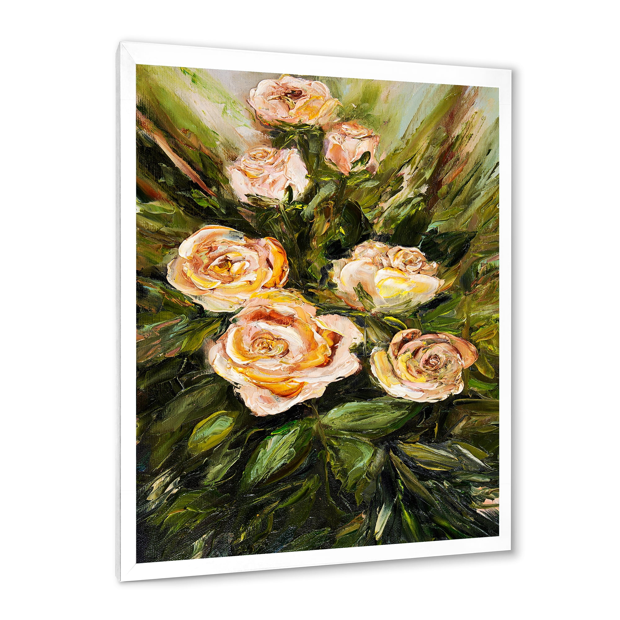 Designart 'Abstract Four VIntage Pink Roses' Traditional Framed Art Print