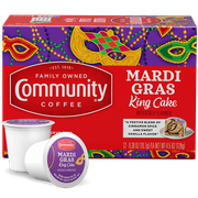 Community Coffee Mardi Gras King Cake Coffee Single-Serve Cups 12 Ct Box Compatible with Keurig 2.0 K-Cup Brewers