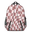 thumbnail image 3 of Pink Wavy Checkered Pattern Backpack for School, Cute School Bag with Adjustable Shoulder Straps and Padded Back, 16.9"x12.6"x5.9", 3 of 4