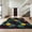 Multicolor Teal Magenta Yellow Black, Pattern 1, variant on Design&I 8'x10' Washable Area Rug Sleek Flatweave Pet Friendly Record Retro Graffiti Music Bold Abstract Spinning Grooves Vinyl Flowing Dynamic for King Size Bedroom, Under Bed